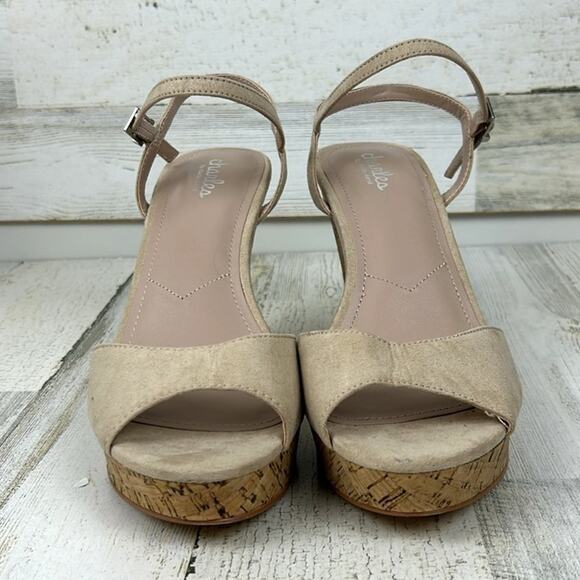 Charles David Women’s 10 Tan Lambert Cork Wedge Open Toe Sandals NEW - Picture 3 of 9